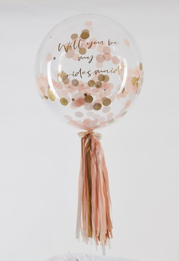 Personalised Rose Gold Bubble Balloon handmade tassel tail