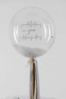 Personalised White-Feather-Bubble Balloon handmade tassel tail Airmagination