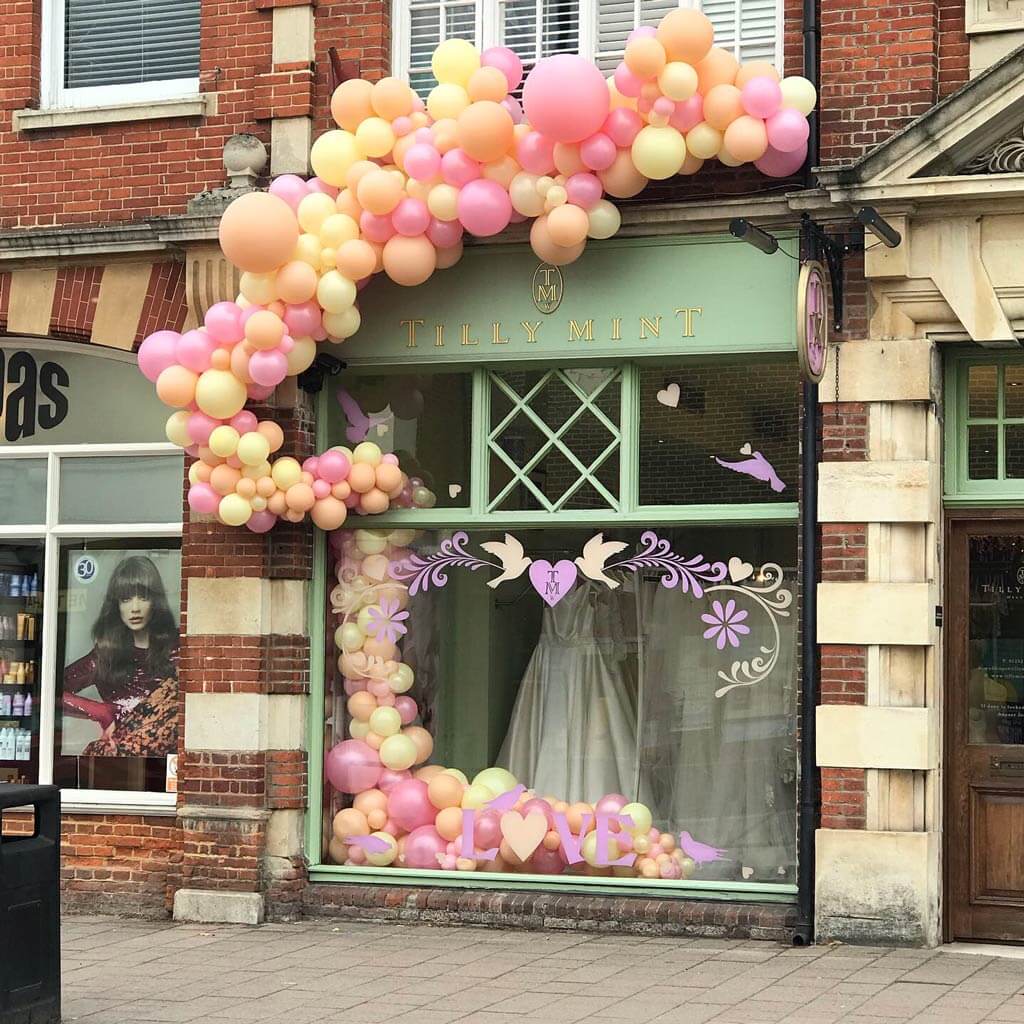 Tilly Mint Weddings Bridal Shop organic balloon installation Airmagination Fleet Hampshire 1